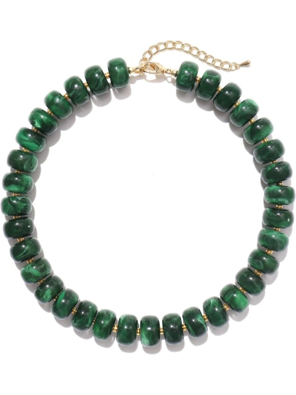 Women's Dark Green Chunky Acrylic Beaded Choker Statement Trendy Jewelry Gift